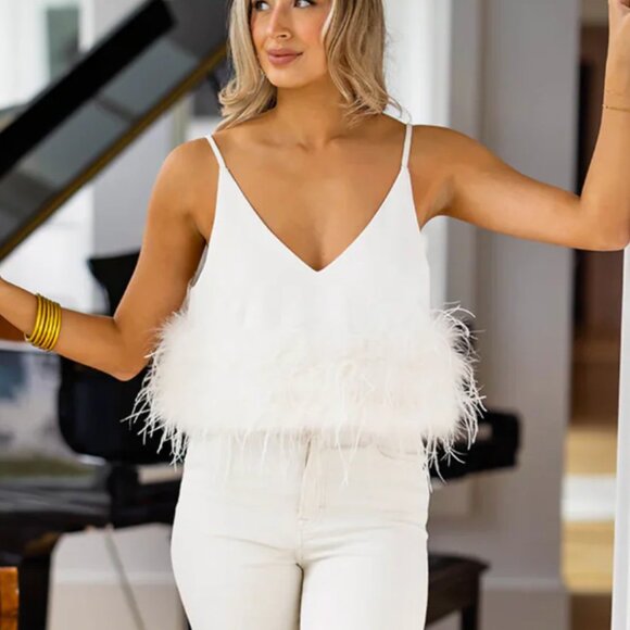 Reno Feather Top, White - Picture 4 of 5